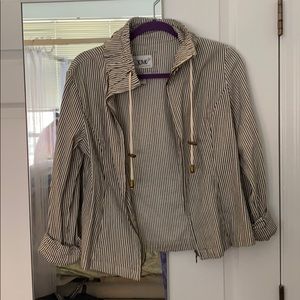 Striped zip up light jacket.